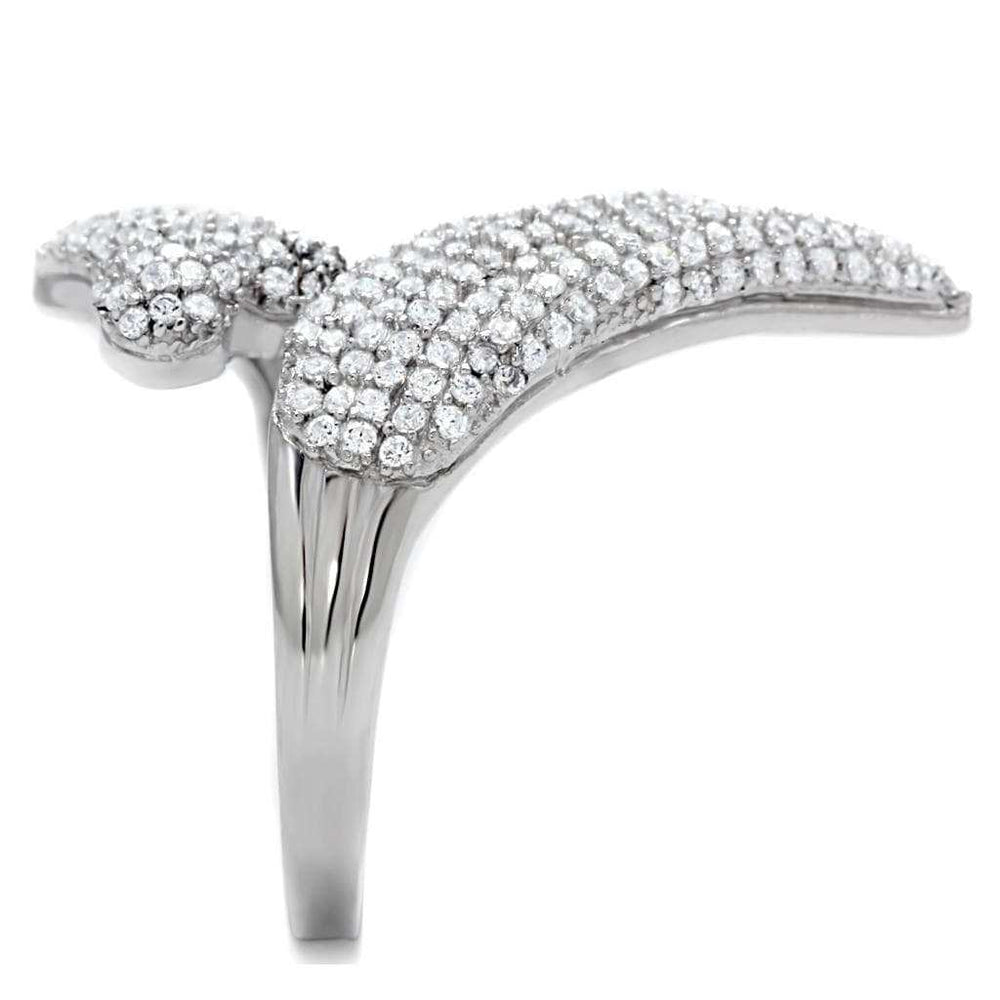 TS014 - Rhodium 925 Sterling Silver Ring with AAA Grade CZ in Clear - Alamode - Flyclothing LLC