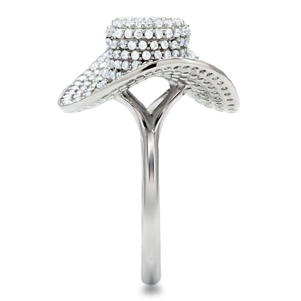 TS015 - Rhodium 925 Sterling Silver Ring with AAA Grade CZ in Clear - Alamode - Flyclothing LLC