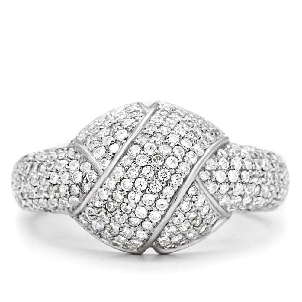 TS016 - Rhodium 925 Sterling Silver Ring with AAA Grade CZ in Clear - Alamode - Flyclothing LLC
