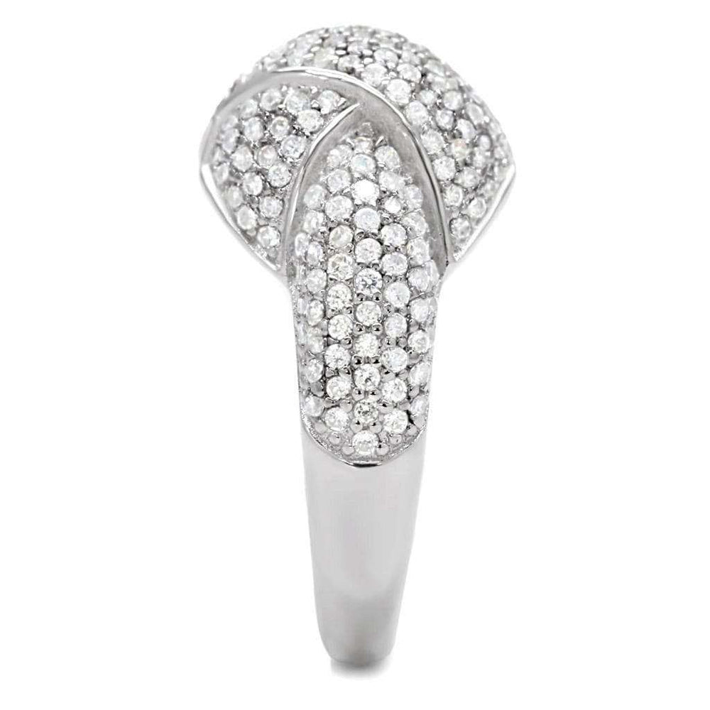 TS016 - Rhodium 925 Sterling Silver Ring with AAA Grade CZ in Clear - Alamode - Flyclothing LLC