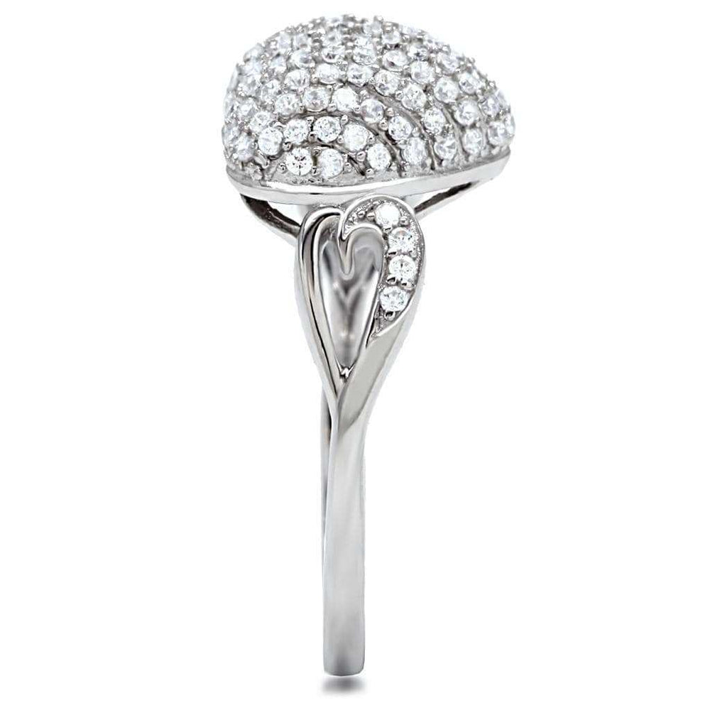 TS017 - Rhodium 925 Sterling Silver Ring with AAA Grade CZ in Clear - Alamode - Flyclothing LLC