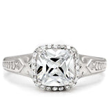 TS019 - Rhodium 925 Sterling Silver Ring with AAA Grade CZ in Clear - Alamode - Flyclothing LLC