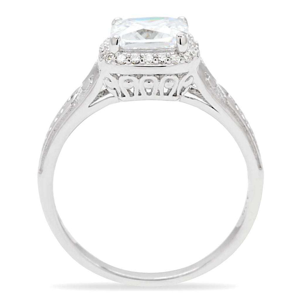 TS019 - Rhodium 925 Sterling Silver Ring with AAA Grade CZ in Clear - Alamode - Flyclothing LLC