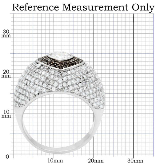 TS022 - Rhodium + Ruthenium 925 Sterling Silver Ring with AAA Grade CZ in Brown - Alamode - Flyclothing LLC