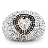 TS022 - Rhodium + Ruthenium 925 Sterling Silver Ring with AAA Grade CZ in Brown - Alamode - Flyclothing LLC