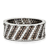 TS023 - Rhodium + Ruthenium 925 Sterling Silver Ring with AAA Grade CZ in Brown - Alamode - Flyclothing LLC