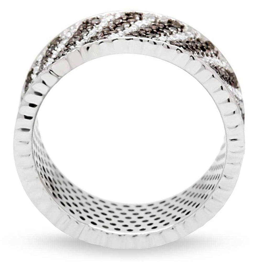 TS023 - Rhodium + Ruthenium 925 Sterling Silver Ring with AAA Grade CZ in Brown - Alamode - Flyclothing LLC