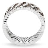 TS023 - Rhodium + Ruthenium 925 Sterling Silver Ring with AAA Grade CZ in Brown - Alamode - Flyclothing LLC