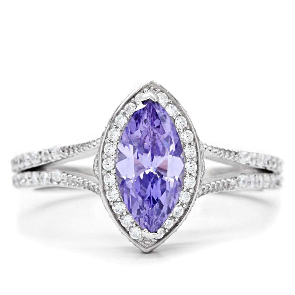 TS024 - Rhodium 925 Sterling Silver Ring with AAA Grade CZ in Tanzanite - Alamode - Flyclothing LLC