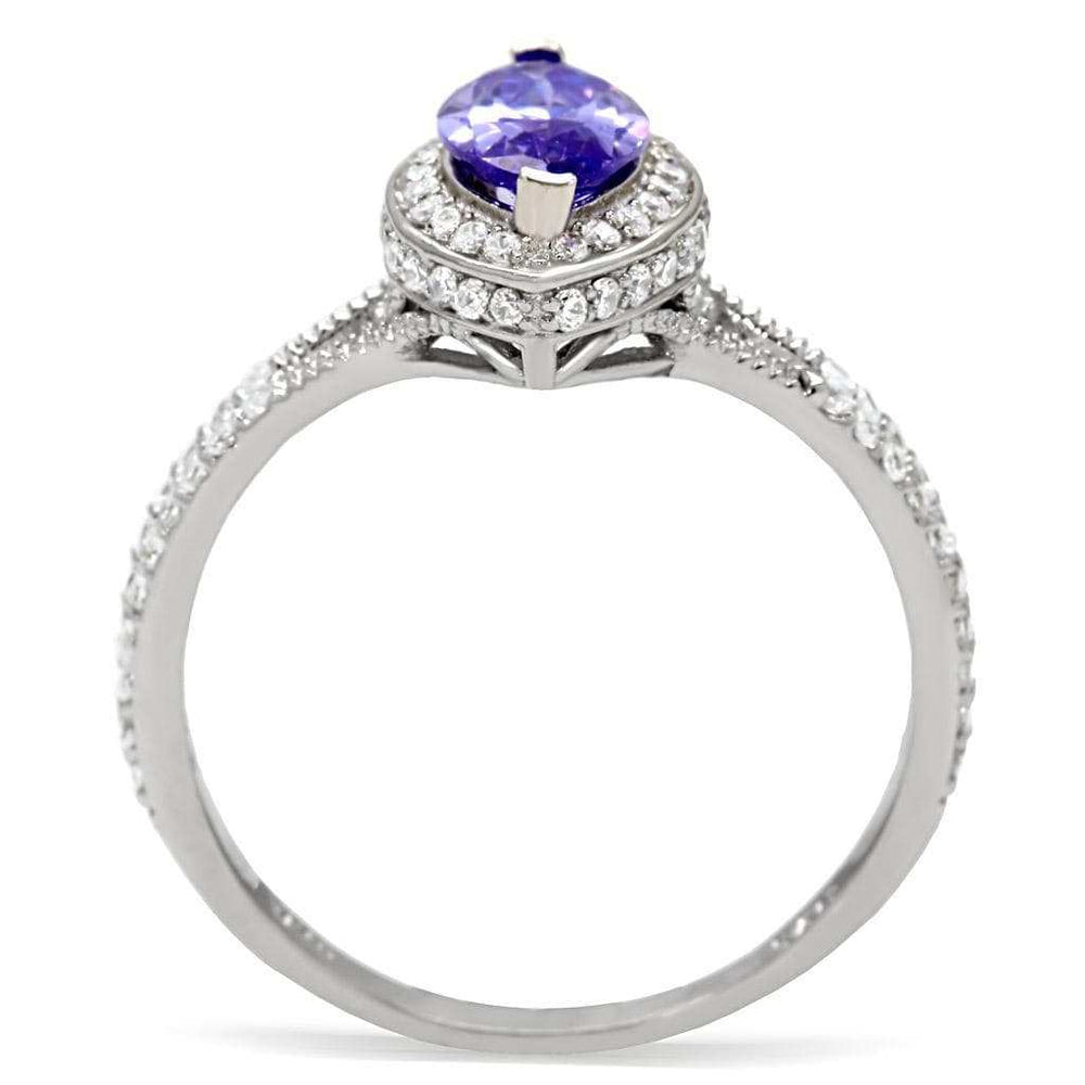 TS024 - Rhodium 925 Sterling Silver Ring with AAA Grade CZ in Tanzanite - Alamode - Flyclothing LLC