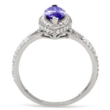 TS024 - Rhodium 925 Sterling Silver Ring with AAA Grade CZ in Tanzanite - Alamode - Flyclothing LLC