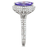 TS024 - Rhodium 925 Sterling Silver Ring with AAA Grade CZ in Tanzanite - Alamode - Flyclothing LLC