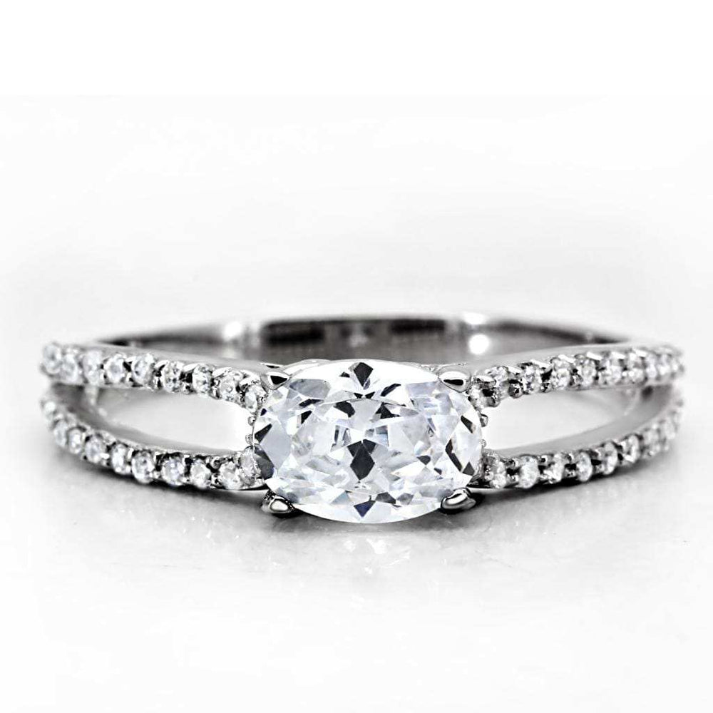 TS029 - Rhodium 925 Sterling Silver Ring with AAA Grade CZ in Clear - Alamode - Flyclothing LLC