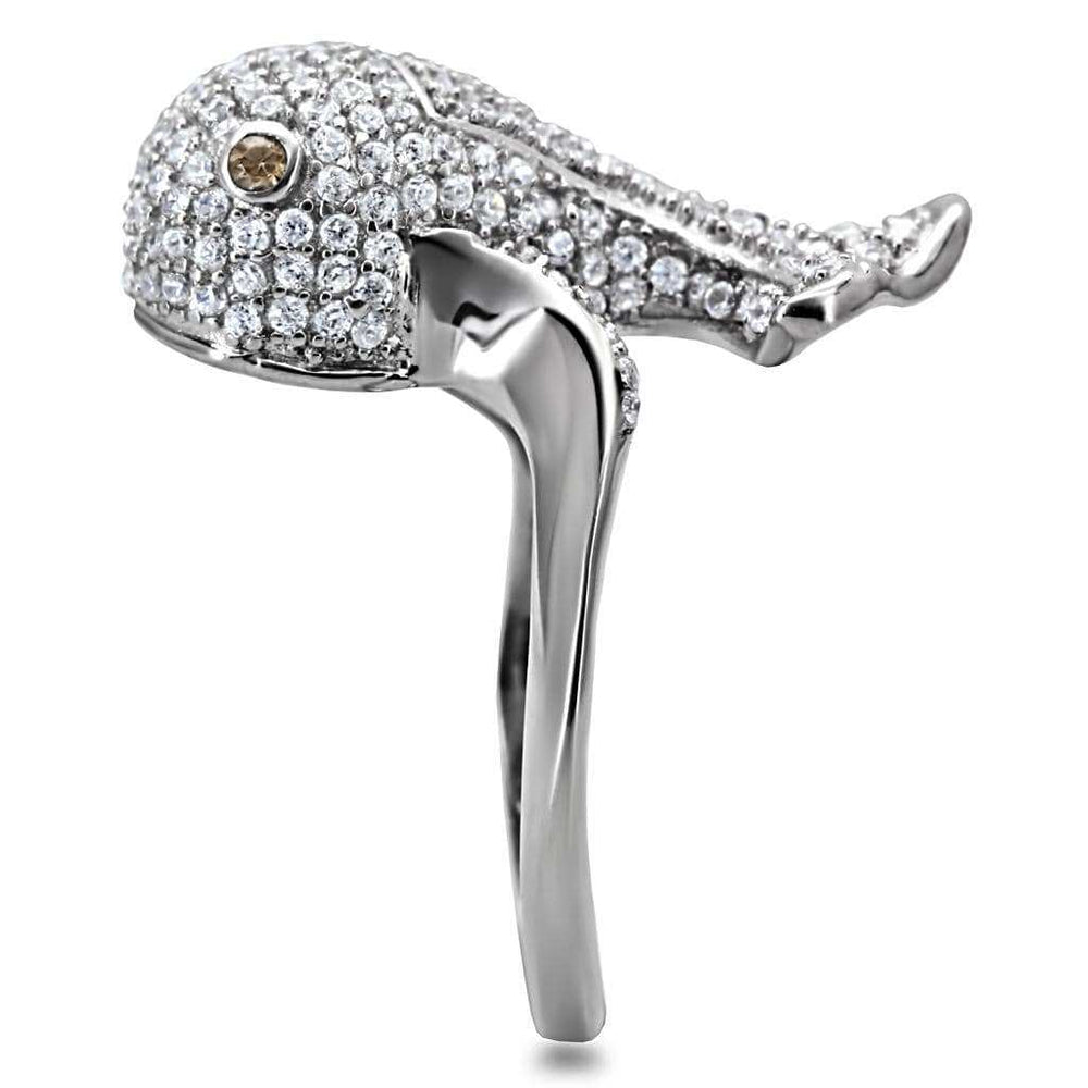 TS031 - Rhodium 925 Sterling Silver Ring with AAA Grade CZ in Brown - Alamode - Flyclothing LLC