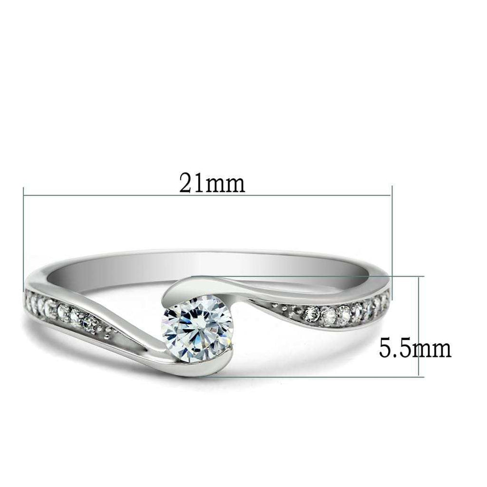 TS041 - Rhodium 925 Sterling Silver Ring with AAA Grade CZ in Clear - Alamode - Flyclothing LLC