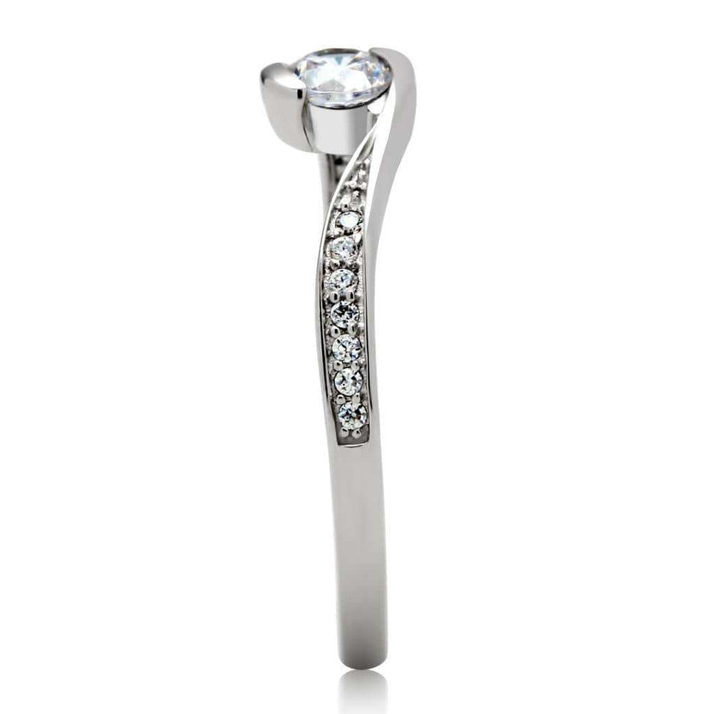 TS041 - Rhodium 925 Sterling Silver Ring with AAA Grade CZ in Clear - Alamode - Flyclothing LLC