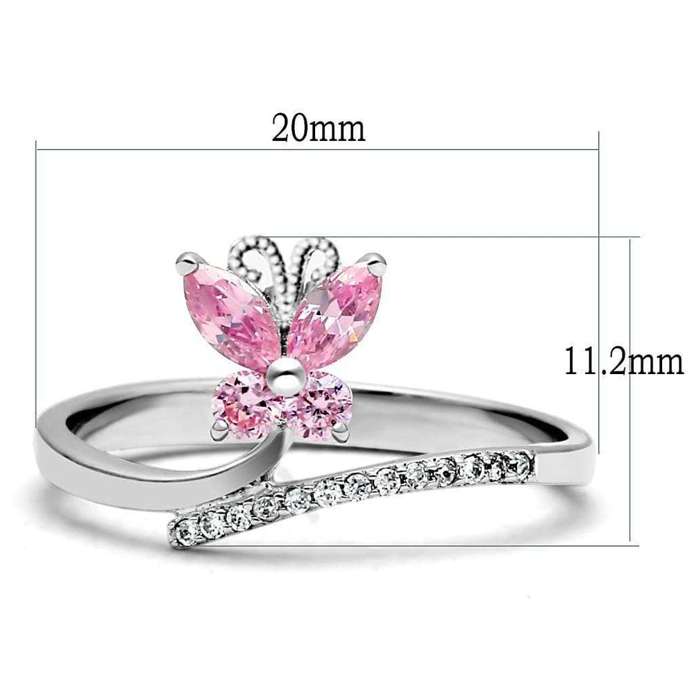 TS042 - Rhodium 925 Sterling Silver Ring with AAA Grade CZ in Light Rose - Alamode - Flyclothing LLC