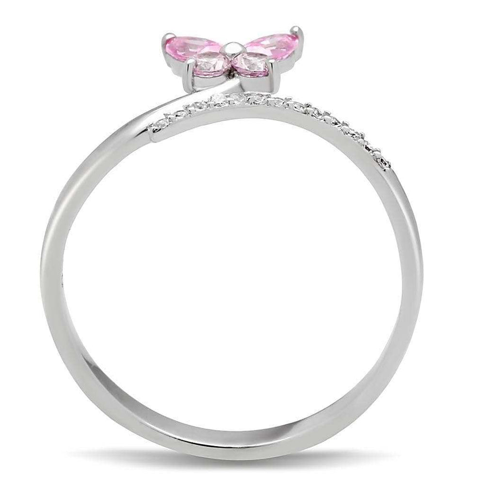 TS042 - Rhodium 925 Sterling Silver Ring with AAA Grade CZ in Light Rose - Alamode - Flyclothing LLC