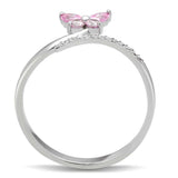 TS042 - Rhodium 925 Sterling Silver Ring with AAA Grade CZ in Light Rose - Alamode - Flyclothing LLC