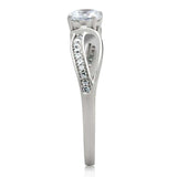 TS044 - Rhodium 925 Sterling Silver Ring with AAA Grade CZ in Clear - Alamode - Flyclothing LLC
