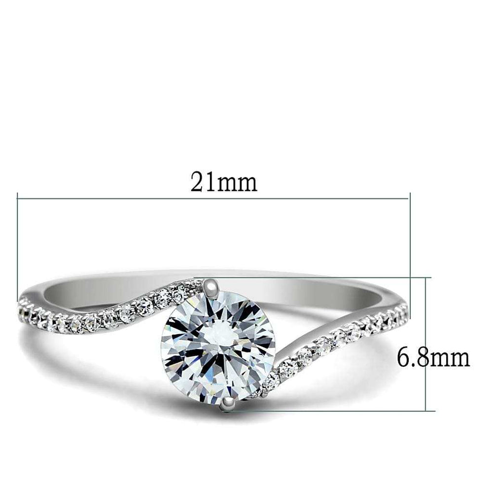 TS045 - Rhodium 925 Sterling Silver Ring with AAA Grade CZ in Clear - Alamode - Flyclothing LLC