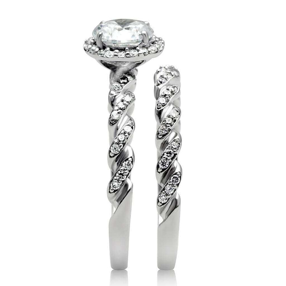 TS046 - Rhodium 925 Sterling Silver Ring with AAA Grade CZ in Clear - Alamode - Flyclothing LLC