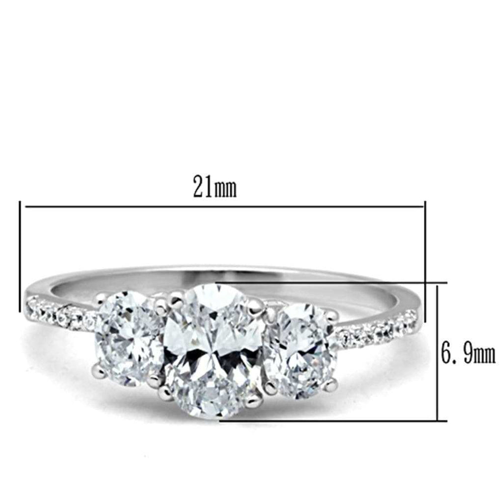 TS049 - Rhodium 925 Sterling Silver Ring with AAA Grade CZ in Clear - Alamode - Flyclothing LLC