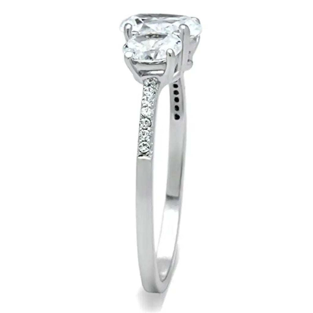 TS049 - Rhodium 925 Sterling Silver Ring with AAA Grade CZ in Clear - Alamode - Flyclothing LLC