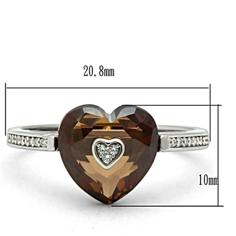 TS051 - Rhodium 925 Sterling Silver Ring with AAA Grade CZ in Brown - Alamode - Flyclothing LLC