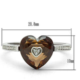 TS051 - Rhodium 925 Sterling Silver Ring with AAA Grade CZ in Brown - Alamode - Flyclothing LLC
