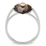TS051 - Rhodium 925 Sterling Silver Ring with AAA Grade CZ in Brown - Alamode - Flyclothing LLC