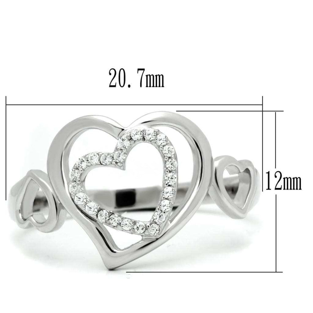 TS058 - Rhodium 925 Sterling Silver Ring with AAA Grade CZ in Clear - Alamode - Flyclothing LLC