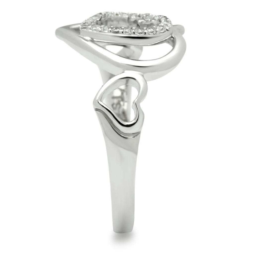 TS058 - Rhodium 925 Sterling Silver Ring with AAA Grade CZ in Clear - Alamode - Flyclothing LLC