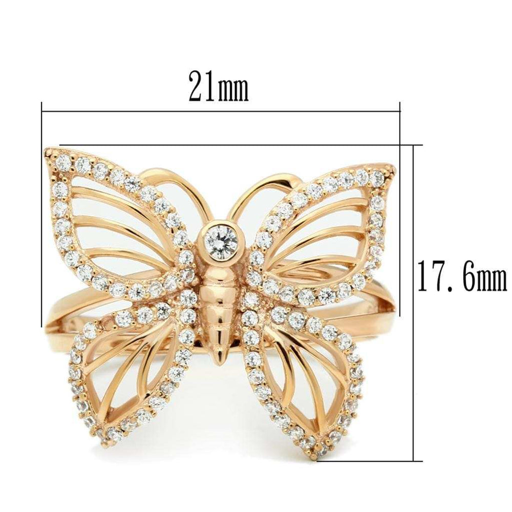 TS059 - Rose Gold 925 Sterling Silver Ring with AAA Grade CZ in Clear - Alamode - Flyclothing LLC