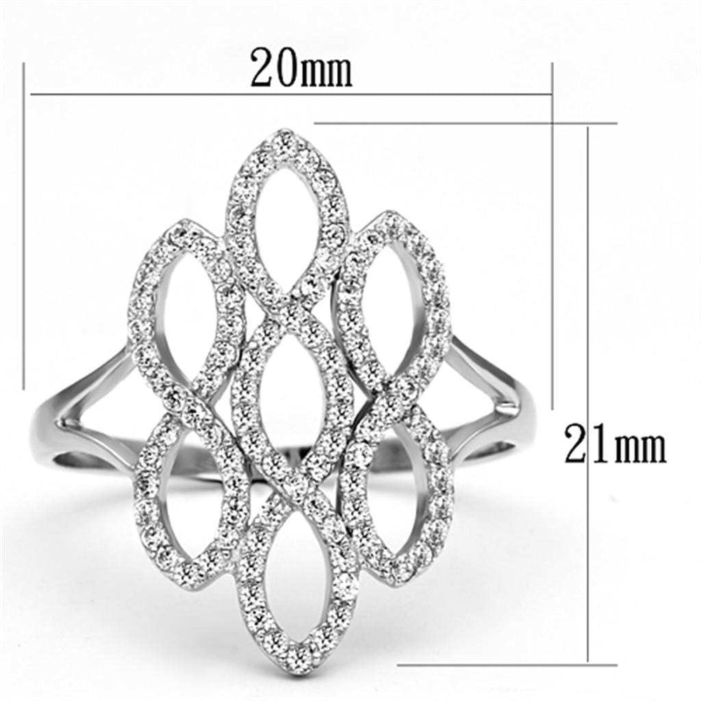TS071 - Rhodium 925 Sterling Silver Ring with AAA Grade CZ in Clear - Alamode - Flyclothing LLC