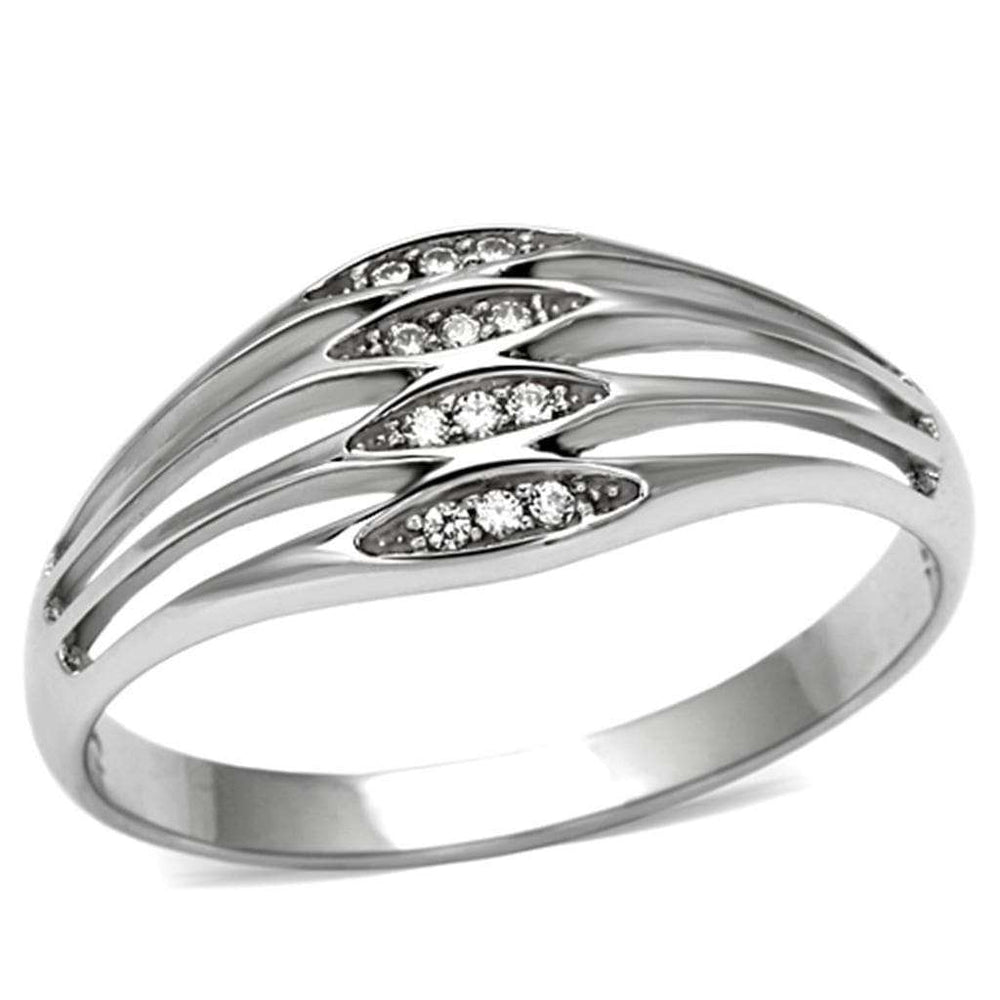 TS072 - Rhodium 925 Sterling Silver Ring with AAA Grade CZ in Clear - Alamode - Flyclothing LLC