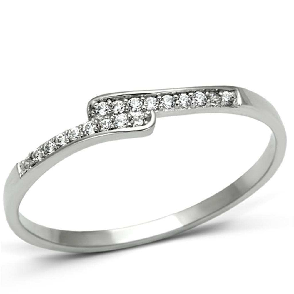 TS077 - Rhodium 925 Sterling Silver Ring with AAA Grade CZ in Clear - Alamode - Flyclothing LLC