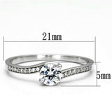 TS078 - Rhodium 925 Sterling Silver Ring with AAA Grade CZ in Clear - Alamode - Flyclothing LLC