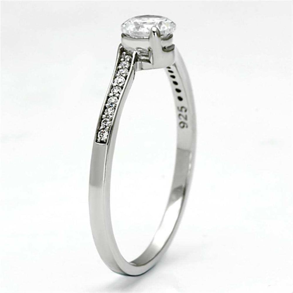 TS078 - Rhodium 925 Sterling Silver Ring with AAA Grade CZ in Clear - Alamode - Flyclothing LLC