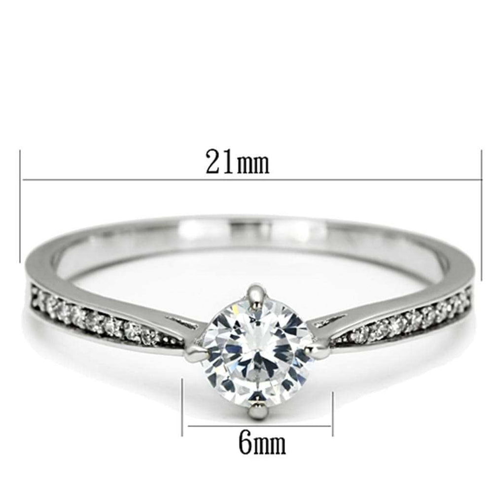 TS079 - Rhodium 925 Sterling Silver Ring with AAA Grade CZ in Clear - Alamode - Flyclothing LLC