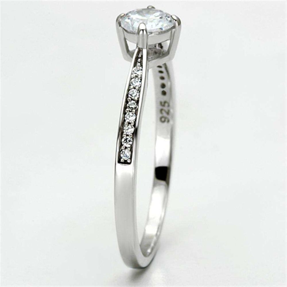 TS079 - Rhodium 925 Sterling Silver Ring with AAA Grade CZ in Clear - Alamode - Flyclothing LLC