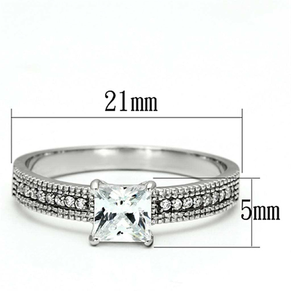 TS081 - Rhodium 925 Sterling Silver Ring with AAA Grade CZ in Clear - Alamode - Flyclothing LLC