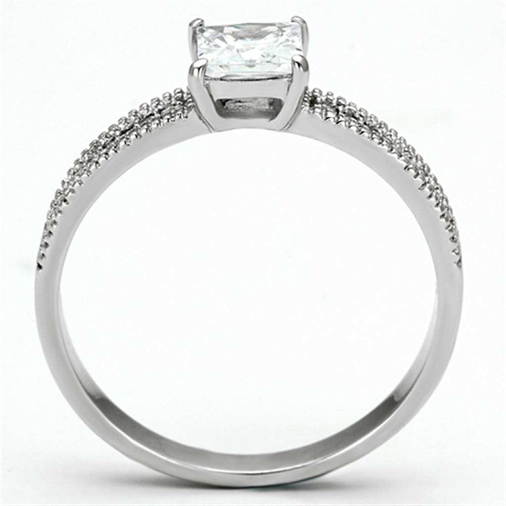 TS081 - Rhodium 925 Sterling Silver Ring with AAA Grade CZ in Clear - Alamode - Flyclothing LLC