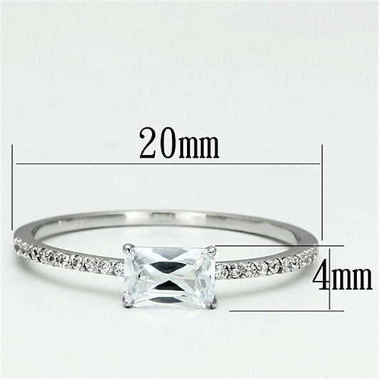 TS082 - Rhodium 925 Sterling Silver Ring with AAA Grade CZ in Clear - Alamode - Flyclothing LLC
