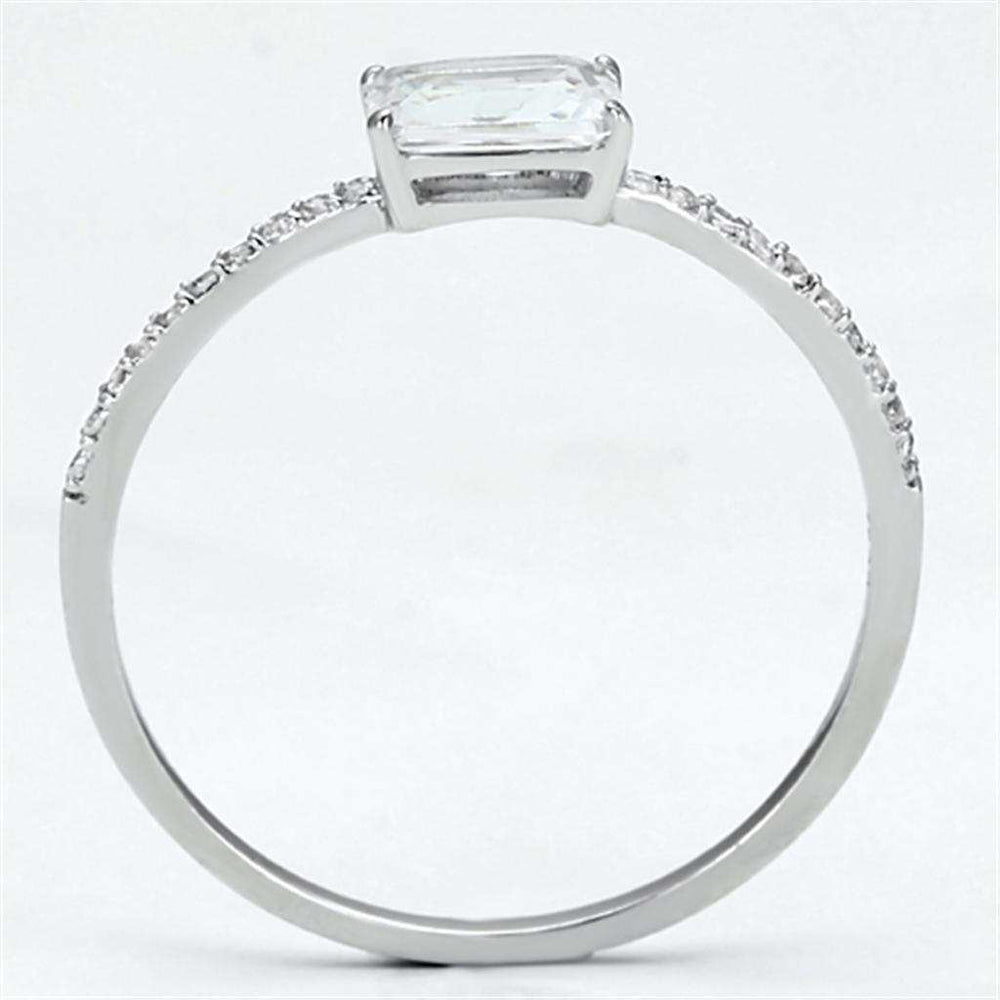 TS082 - Rhodium 925 Sterling Silver Ring with AAA Grade CZ in Clear - Alamode - Flyclothing LLC
