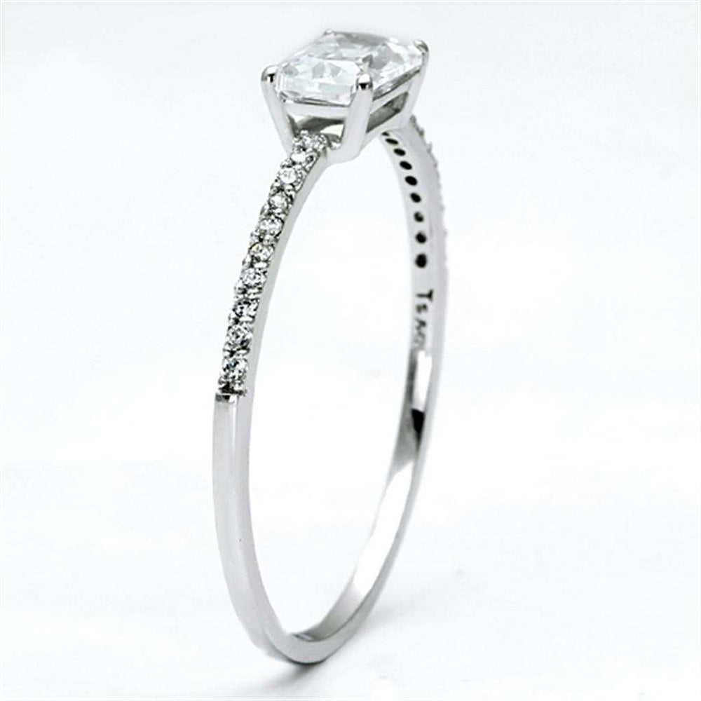 TS082 - Rhodium 925 Sterling Silver Ring with AAA Grade CZ in Clear - Alamode - Flyclothing LLC