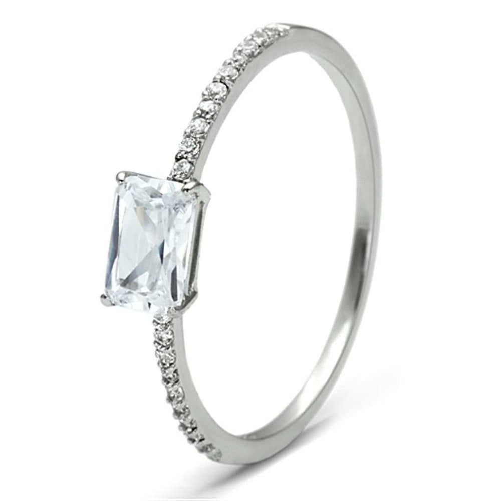 TS082 - Rhodium 925 Sterling Silver Ring with AAA Grade CZ in Clear - Alamode - Flyclothing LLC