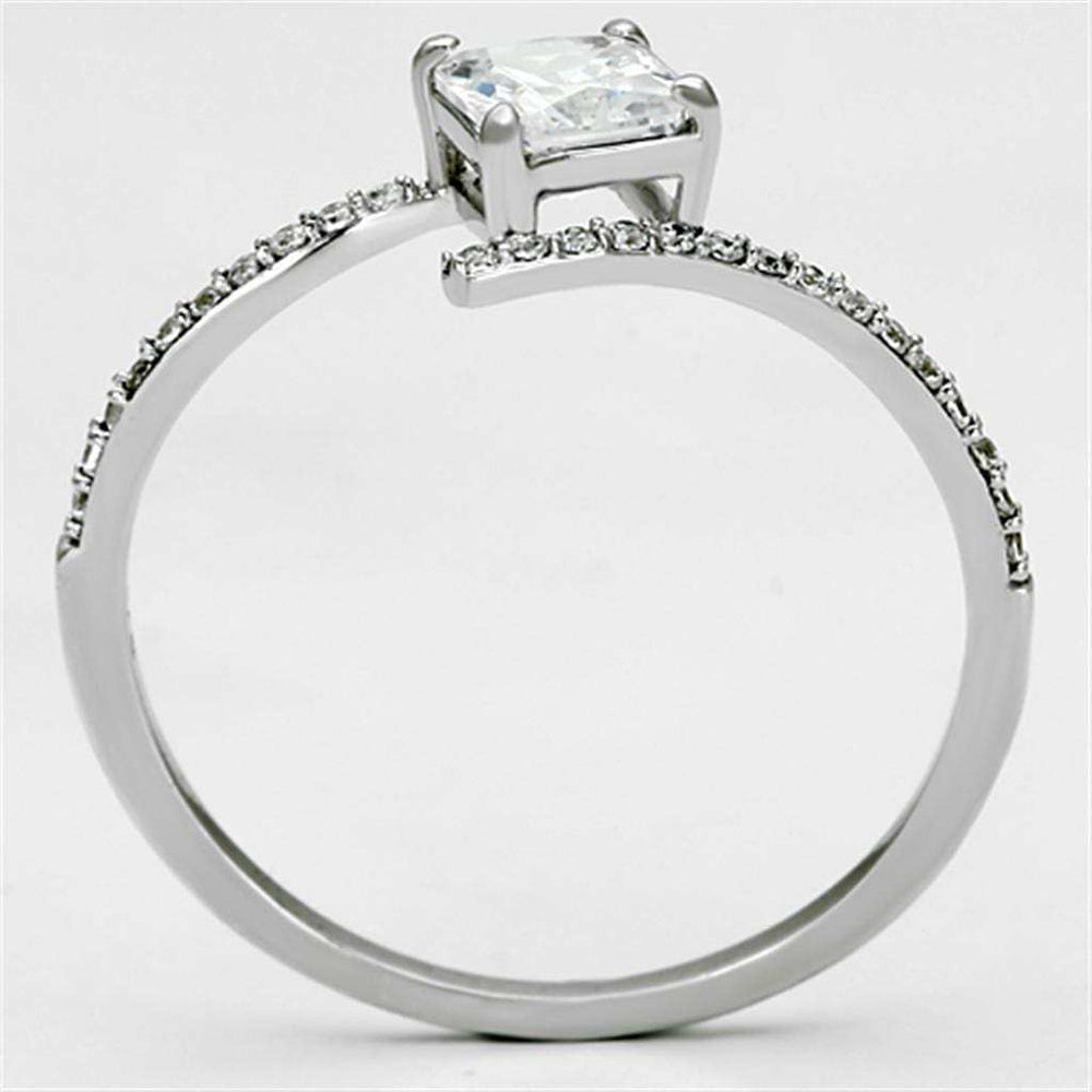 TS083 - Rhodium 925 Sterling Silver Ring with AAA Grade CZ in Clear - Alamode - Flyclothing LLC