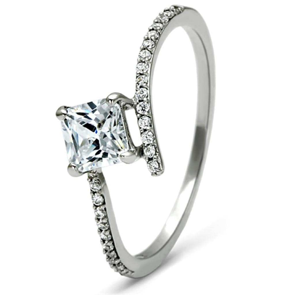 TS083 - Rhodium 925 Sterling Silver Ring with AAA Grade CZ in Clear - Alamode - Flyclothing LLC