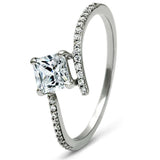 TS083 - Rhodium 925 Sterling Silver Ring with AAA Grade CZ in Clear - Alamode - Flyclothing LLC